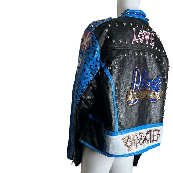 For Her NYC Women’s Studded Bling Moto Jacket - Picture 7 of 16